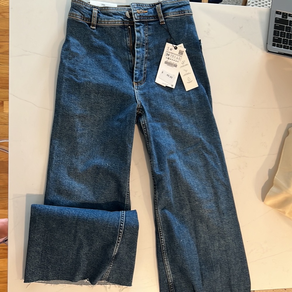 Brand new with tags size USA 2, 34 Zara Marine Straight jeans in Barista Blue